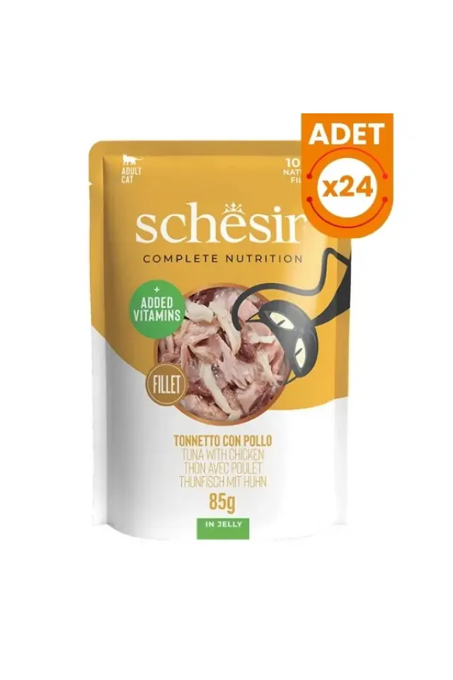 Jöleli Ton Balık ve Tavuklu Yetişkin Konserve Kedi Maması 24 Adet 85 Gr