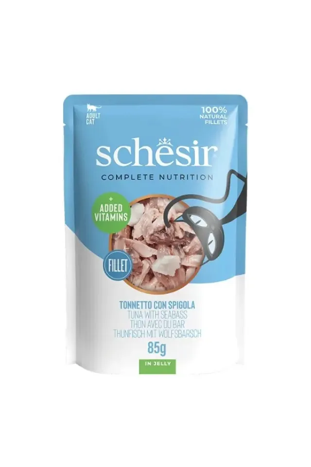 Jöleli Ton Balık ve Levrekli Yetişkin Konserve Kedi Maması  85 Gr