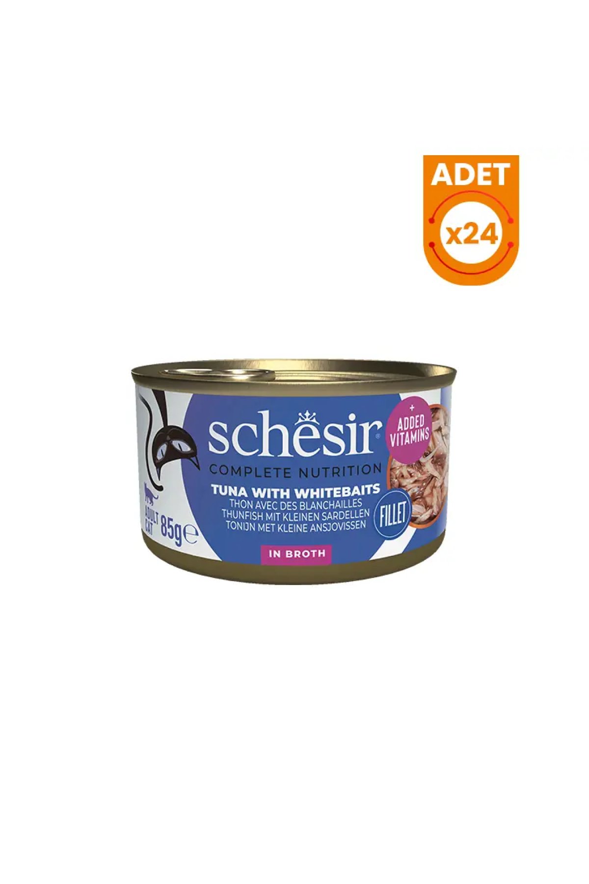 Ton Balıklı ve Ringa Balıklı Naturel Konserve Kedi Maması 85 Gr 24 Adet