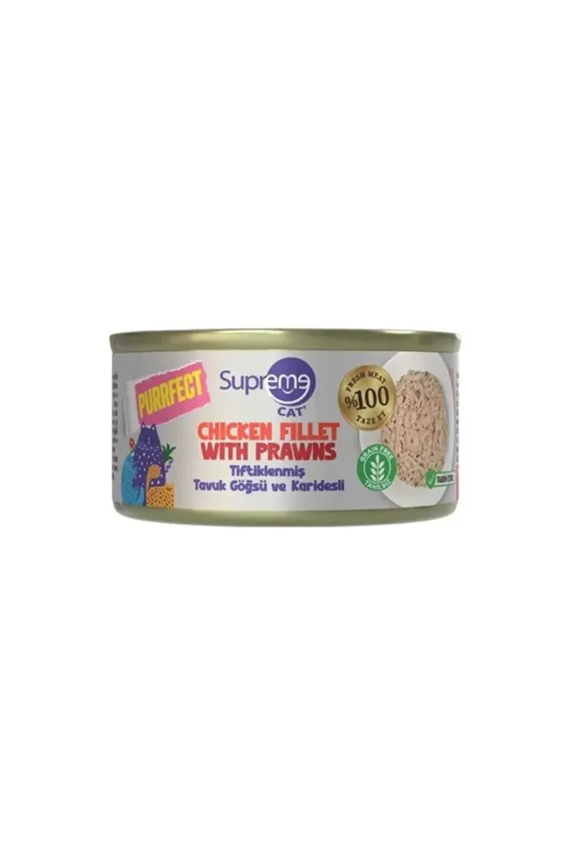 Cat Purrfect Tiftiklenmiş Tavuk Göğsü ve Karidesli Yetişkin Kedi Konservesi 70 Gr
