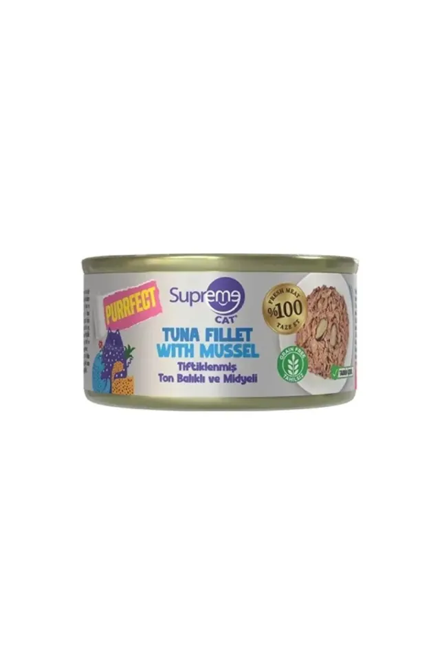 Cat Purrfect Tiftiklenmiş Ton Balıklı ve Midyeli Yetişkin Kedi Konservesi 70 Gr
