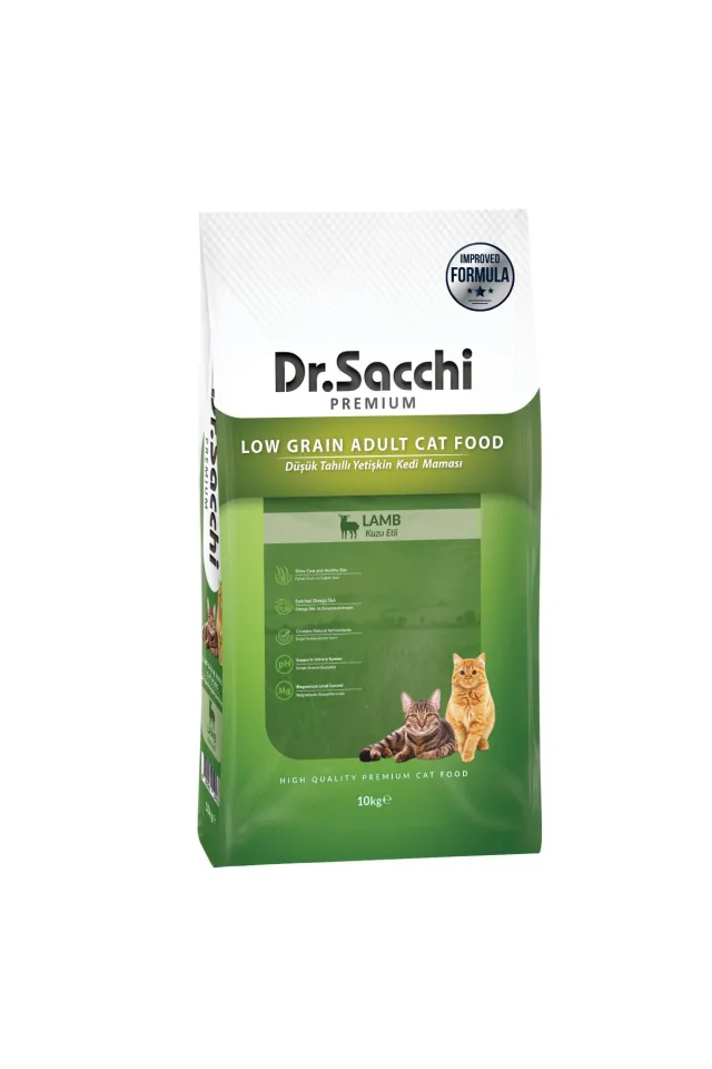 Premium Düşük Tahıllı Kuzu Etli Yetişkin Kedi Maması 10 Kg