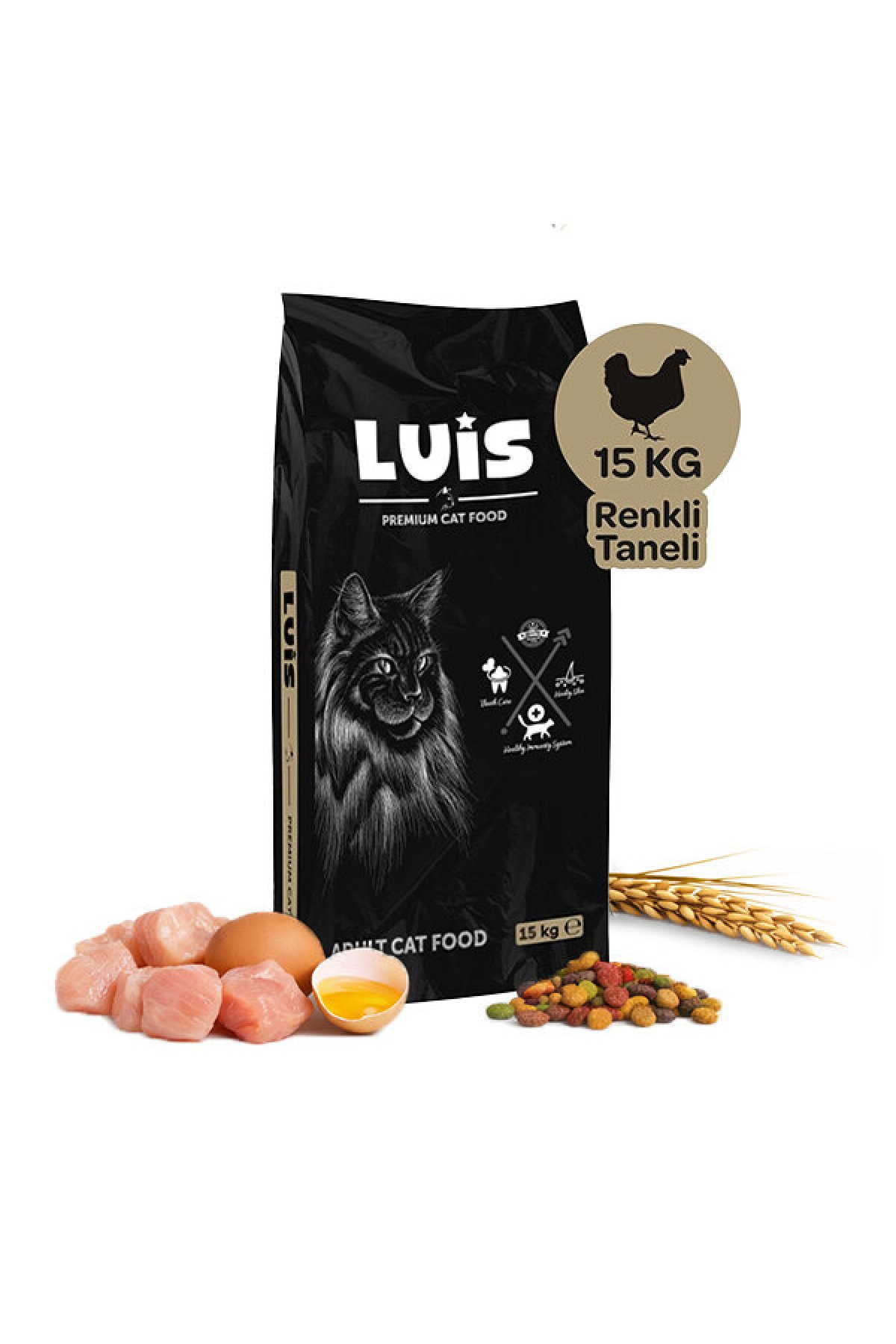 Renkli Taneli Tavuklu Kedi Maması 15 kg