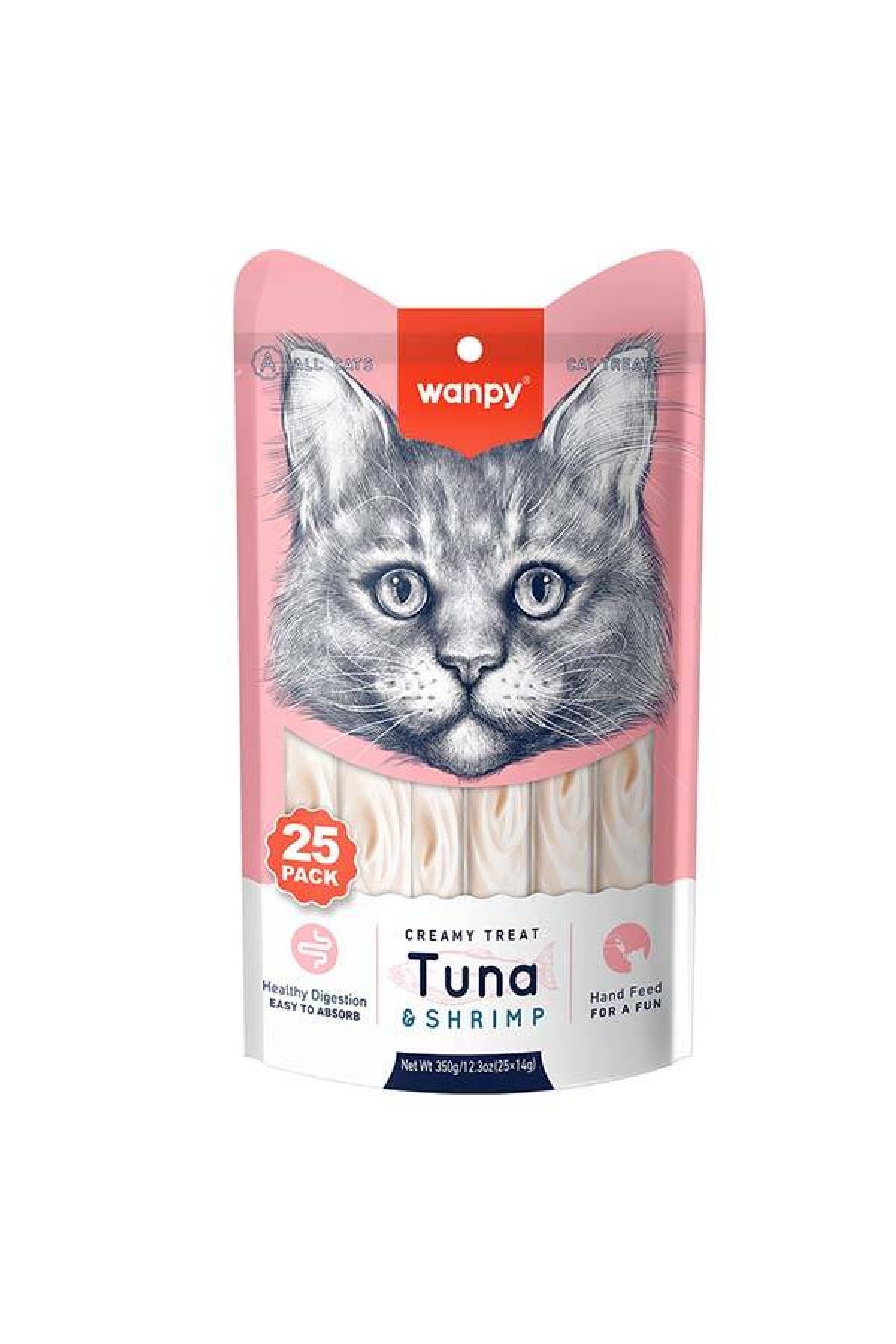 Ton Balıklı ve Karidesli Sindirim Desteği Krema Kedi Ödül Maması 14 g (25'li)