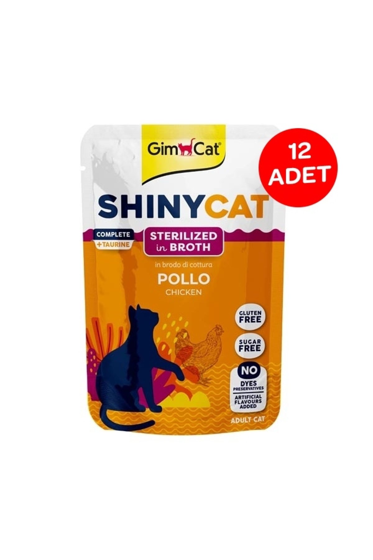 Shinycat Pouch Tavuk Kısırlaştırılmış kediler için 12 Adet (Toplam 70 gr)