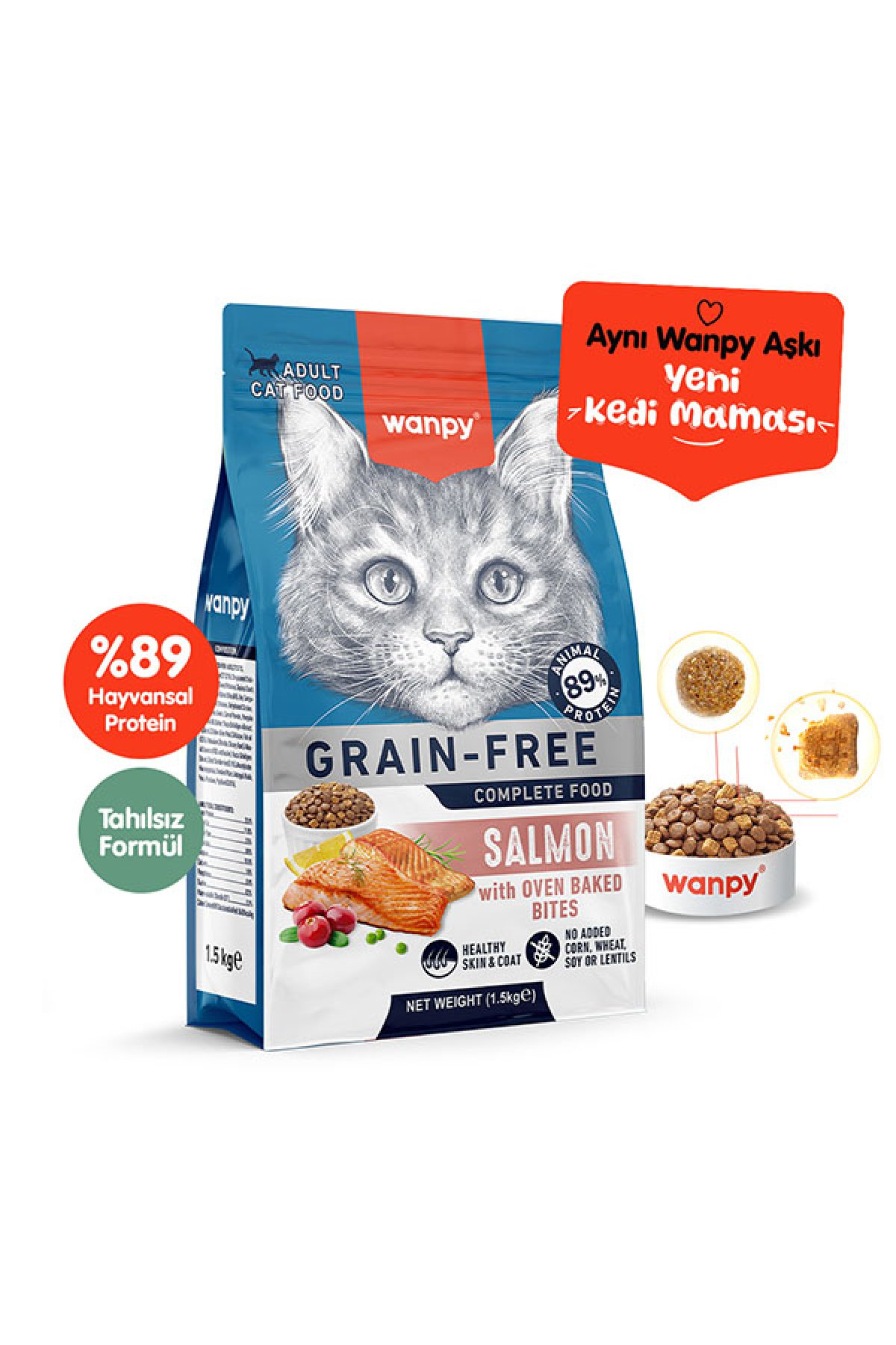 Somonlu Tahılsız Yetişkin Kuru Kedi Maması 1,5 kg