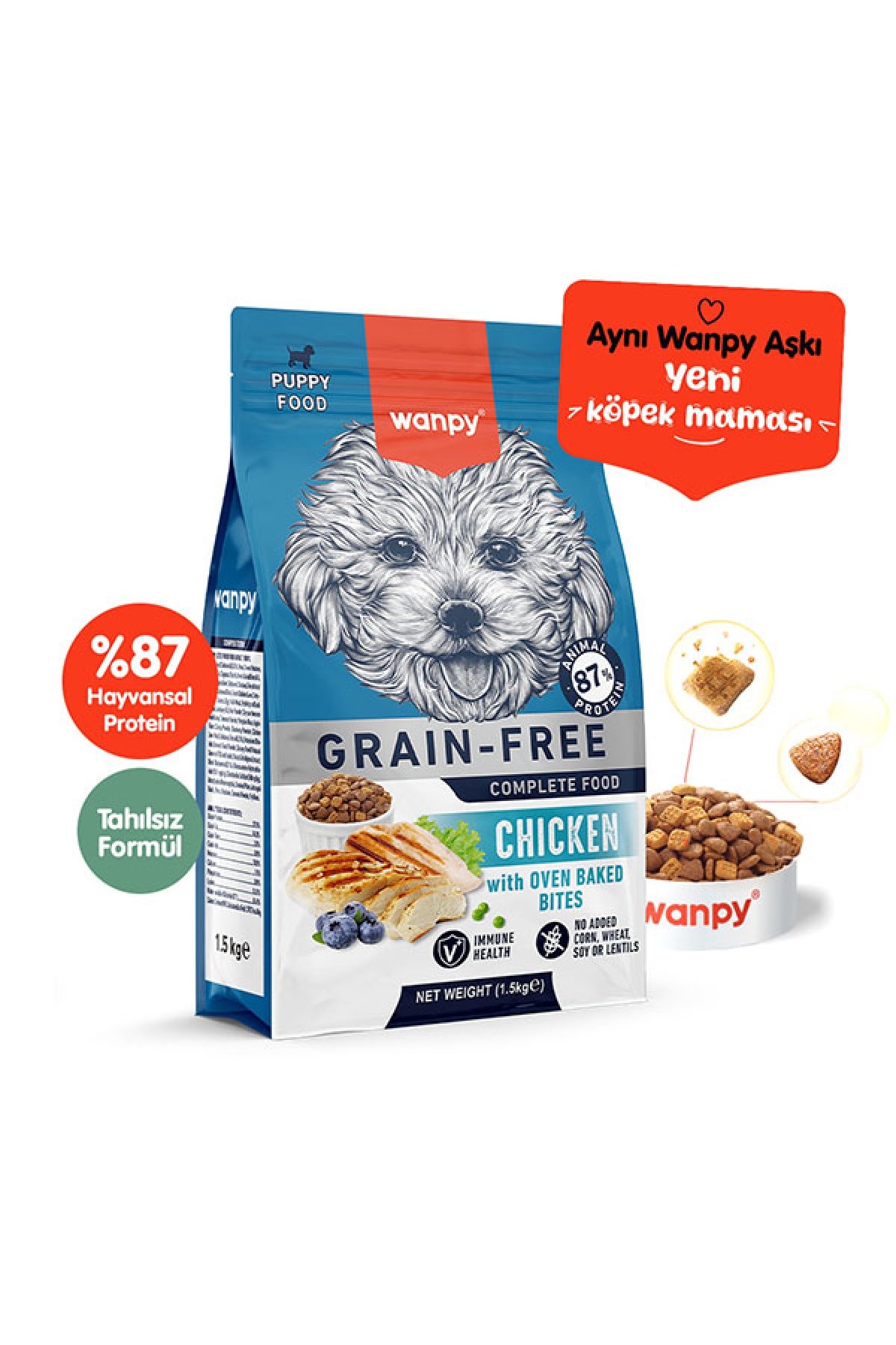 Tavuklu Tahılsız Yavru Kuru Köpek Maması 1,5 kg