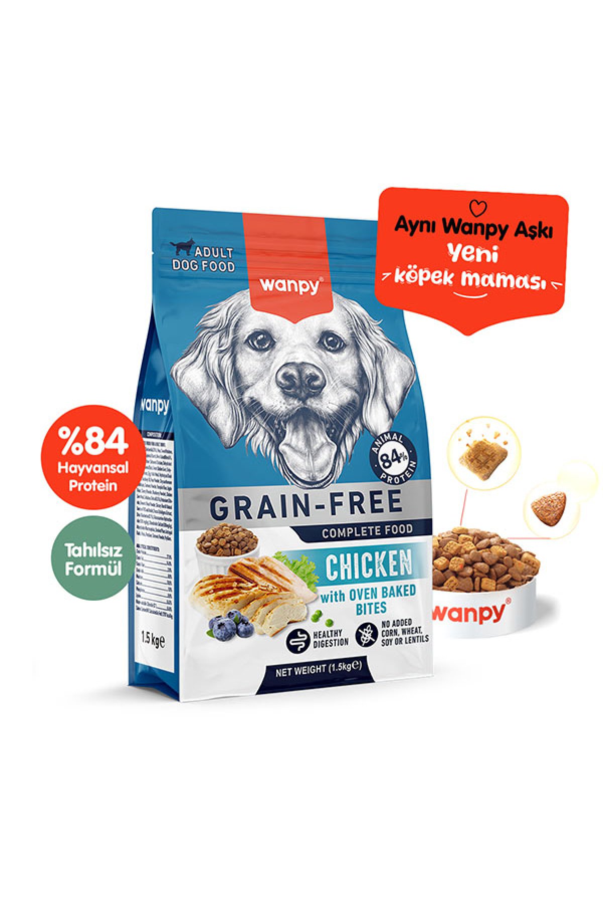 Tavuklu Tahılsız Yetişkin Kuru Köpek Maması 1,5 kg