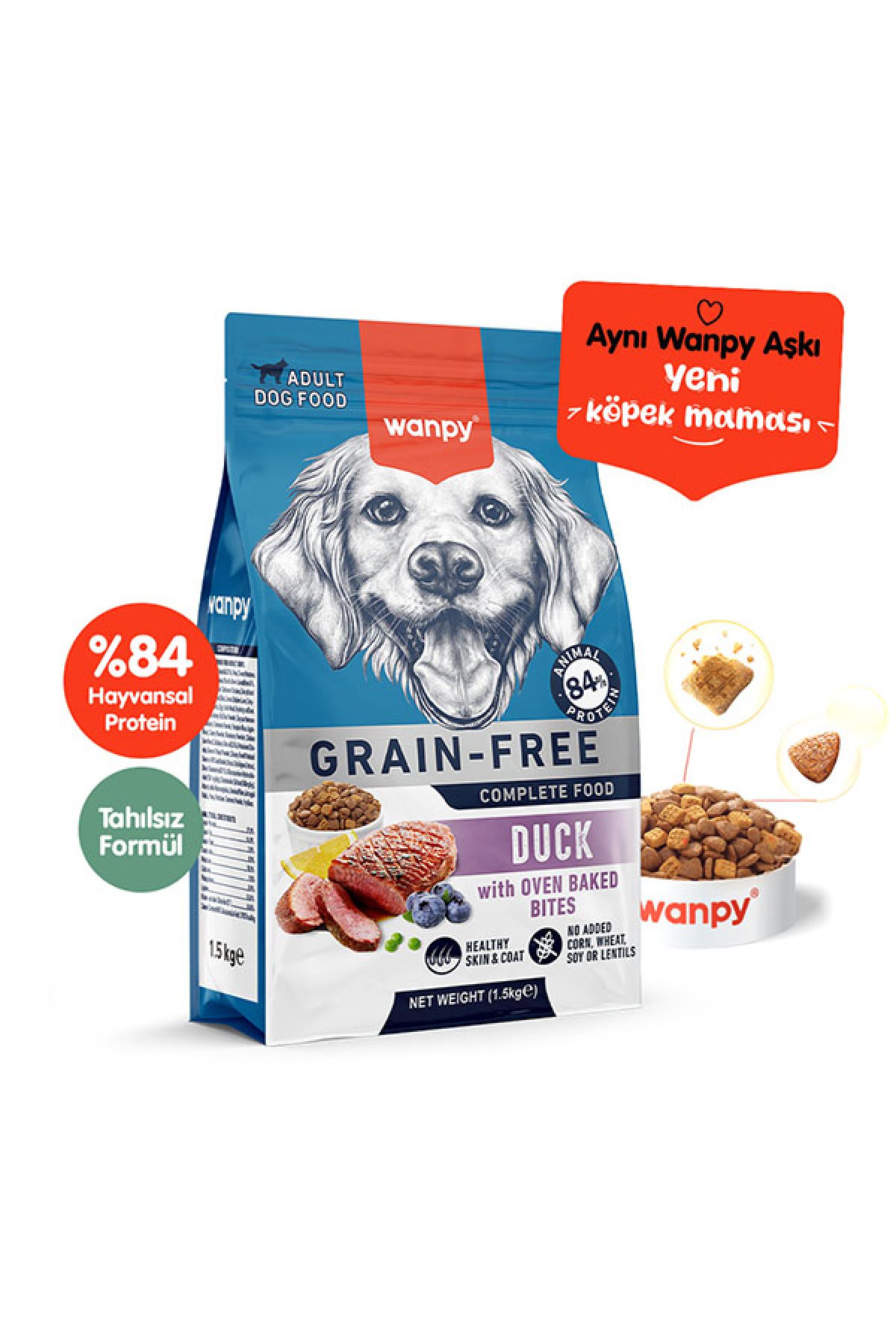 Ördekli Tahılsız Yetişkin Kuru Köpek Maması 1,5 kg