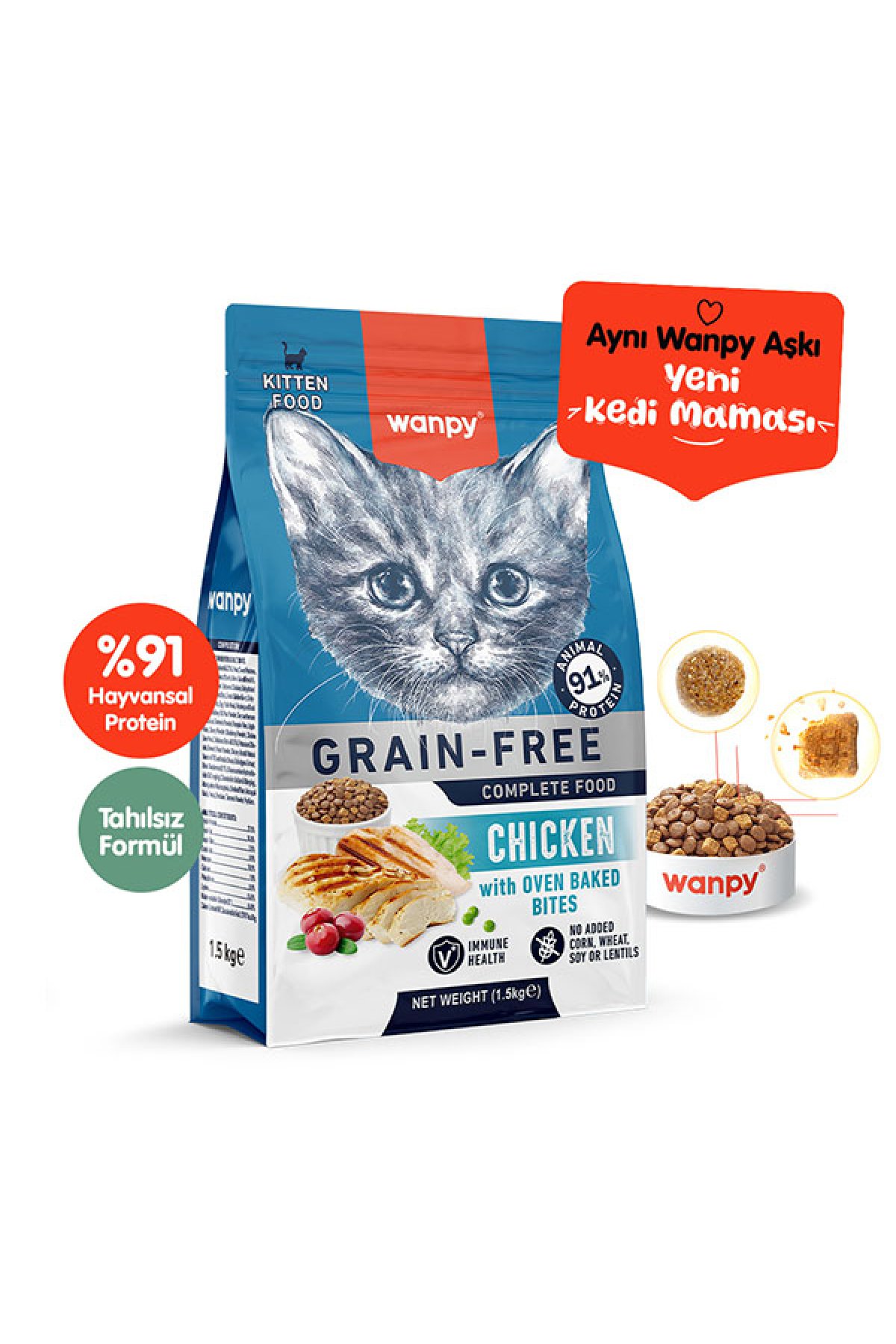Tavuklu Tahılsız Yavru Kuru Kedi Maması 1,5 kg
