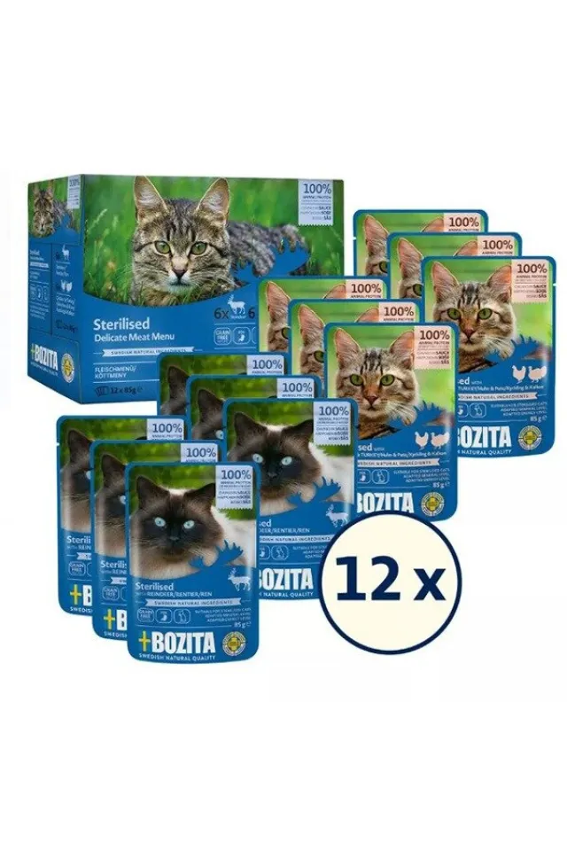 Kısırlaştırılmış Sos İçinde Yaş Kedi Maması Multibox 12x85 gr