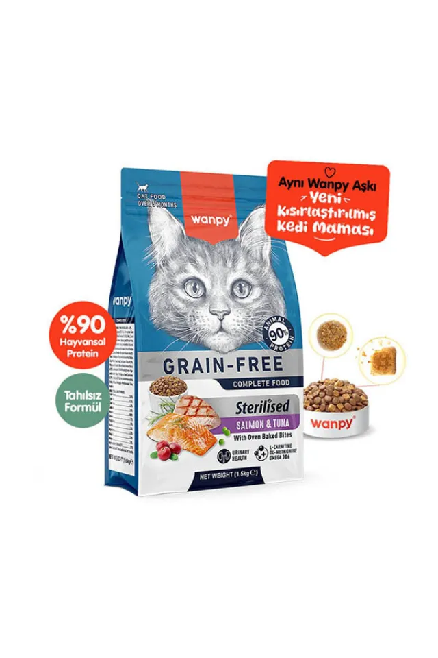 Somonlu ve Ton Balıklı Tahılsız Kısırlaştırılmış Yetişkin Kuru Kedi Maması 1,5 kg