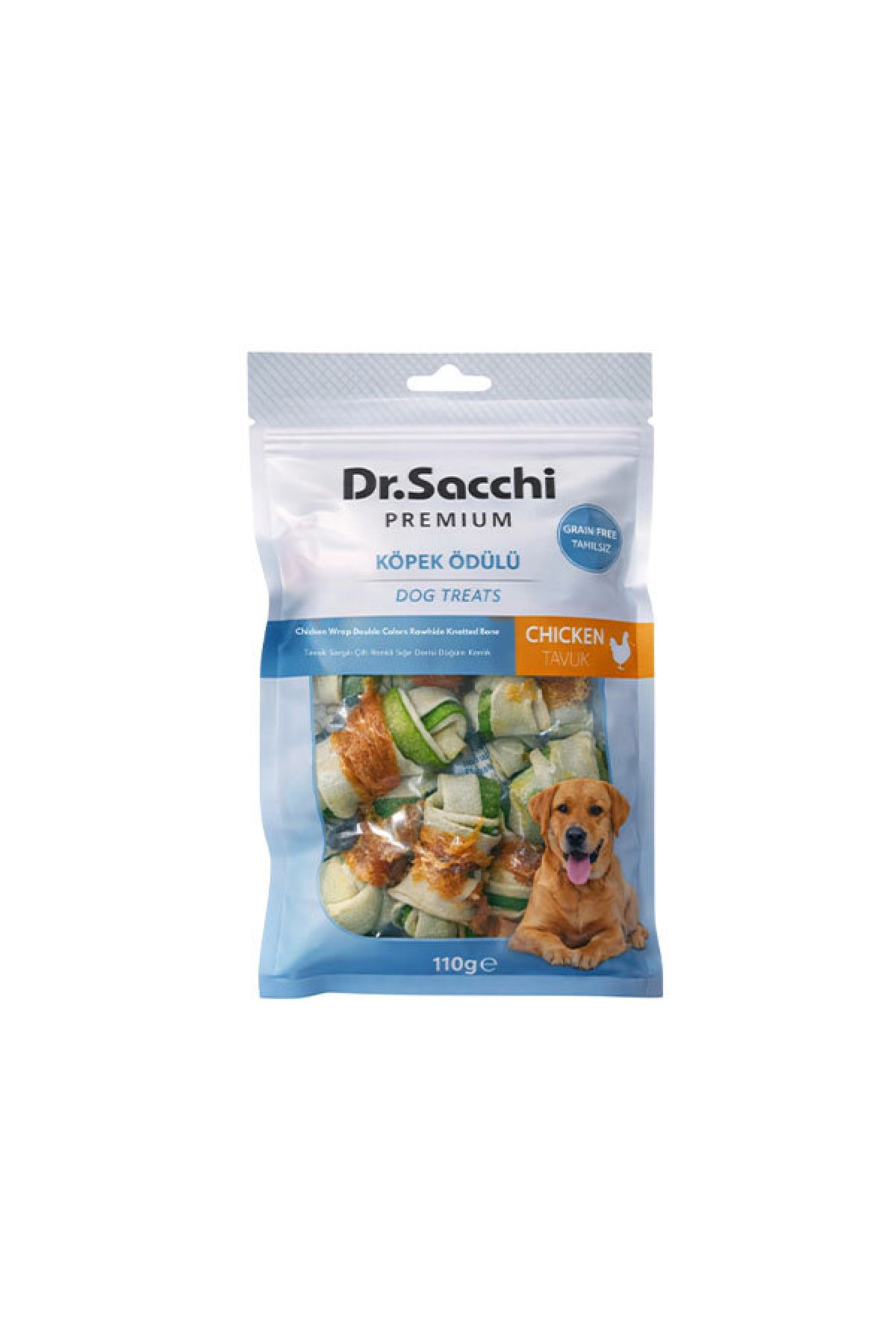 Premium Tavuk Sargılı Renkli Düğüm Kemik Tahılsız Köpek Ödülü 2'' (8'li) 110 g