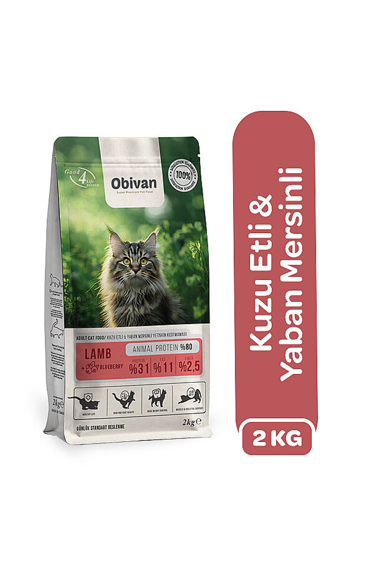 Kuzu Etli ve Yaban Mersinli Kedi Maması 2 kg