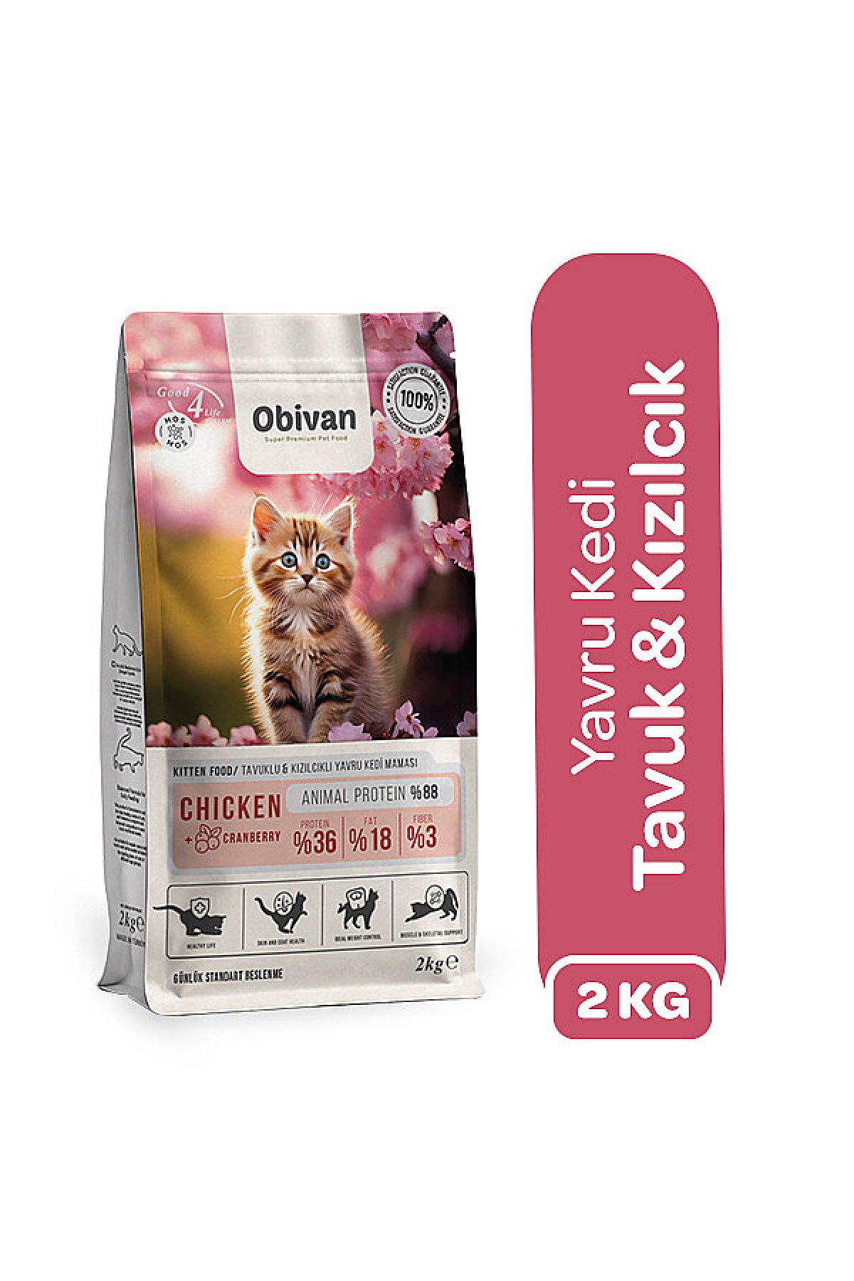 Tavuklu ve Kızılcıklı Yavru Kedi Maması 2 kg