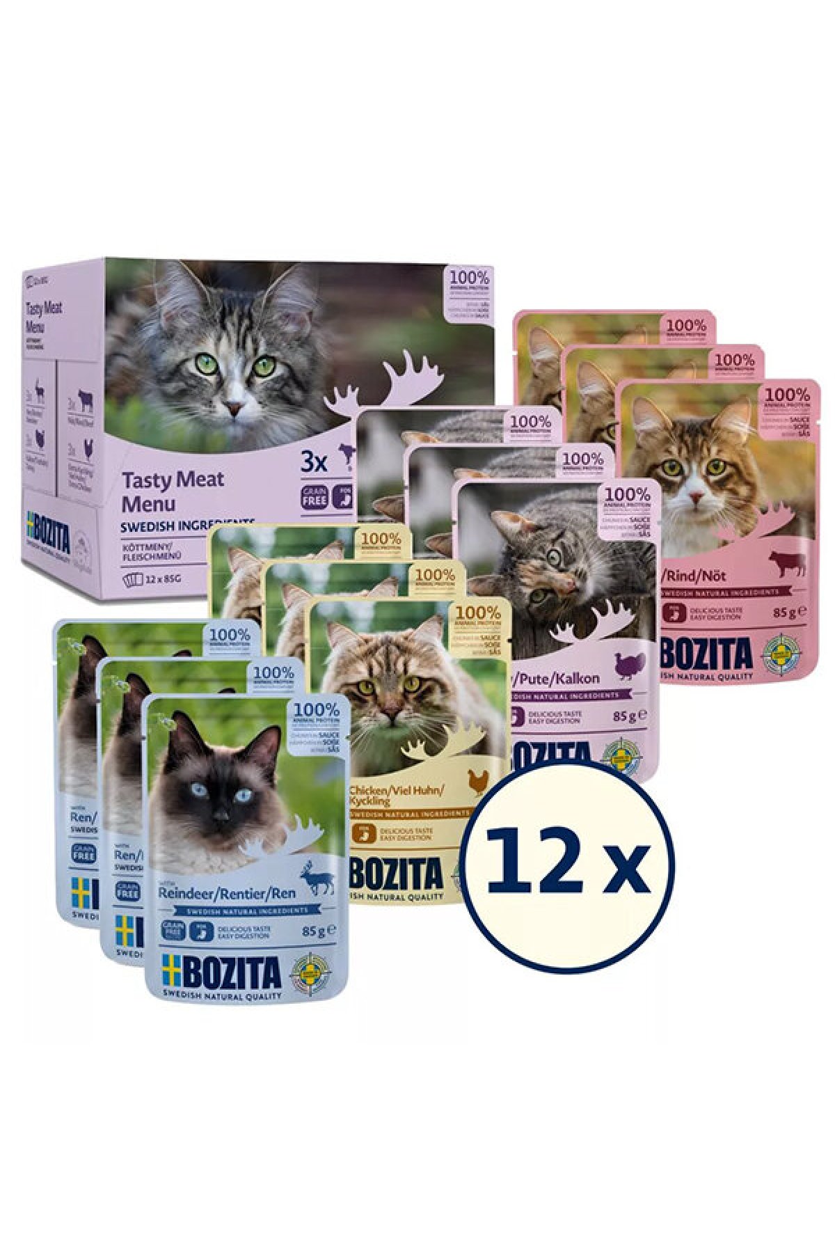 Sos İçinde Etli Kedi Konservesi Multibox 12x85 gr