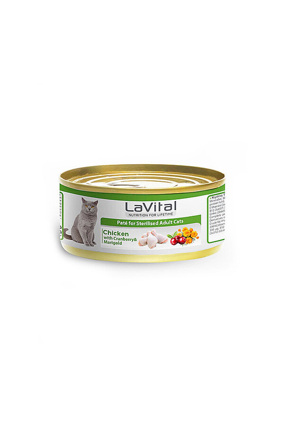Tavuklu, Kızılcıklı ve Kadife Çiçekli Kısırlaştırılmış Yetişkin Yaş Kedi Maması 85 g