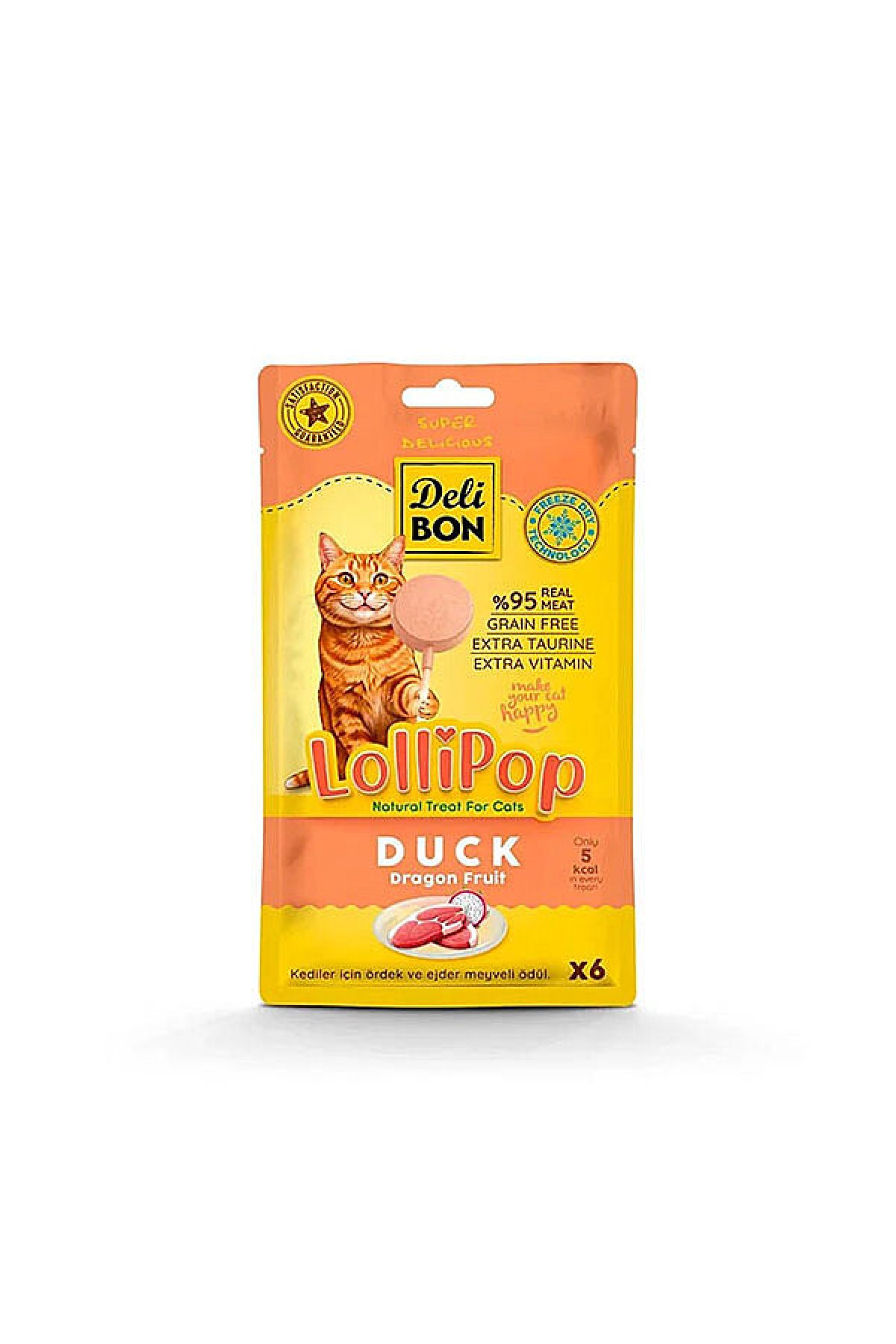 Dondurularak Kurutulmuş Ördekli Lolipop Kedi Ödülü x 6 Adet