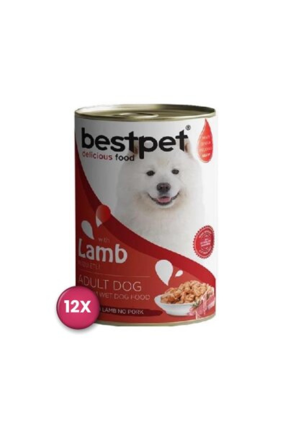 Jöle İçinde Parça Kuzu Etli Konserve Yetişkin Köpek Maması 400 gr x 12 Adet