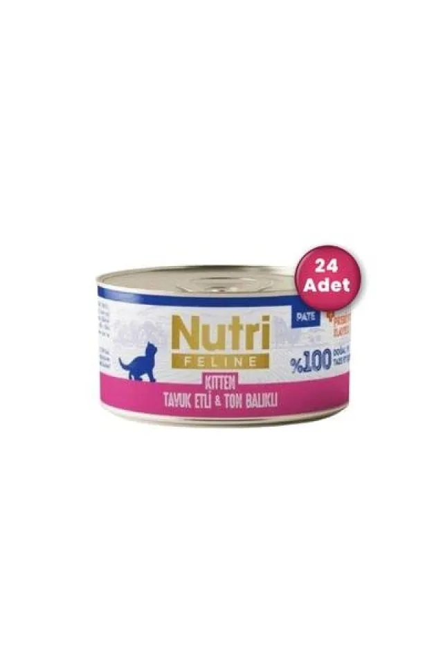 Tavuk Etli ve Ton Balıklı Tahılsız Yavru Kedi Konservesi 70 gr x 24 Adet