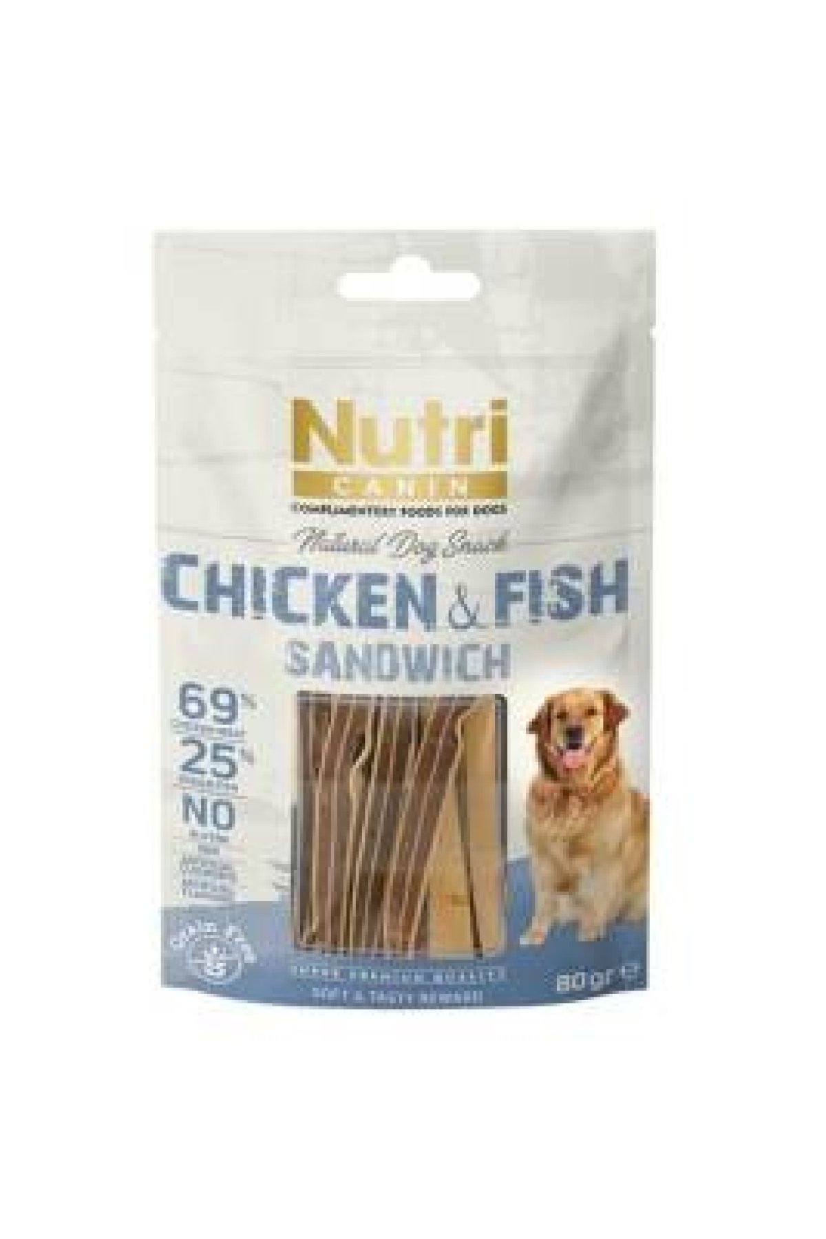 Tahılsız Tavuklu Ve Balıklı Sandviç Köpek Ödülü 80 Gr