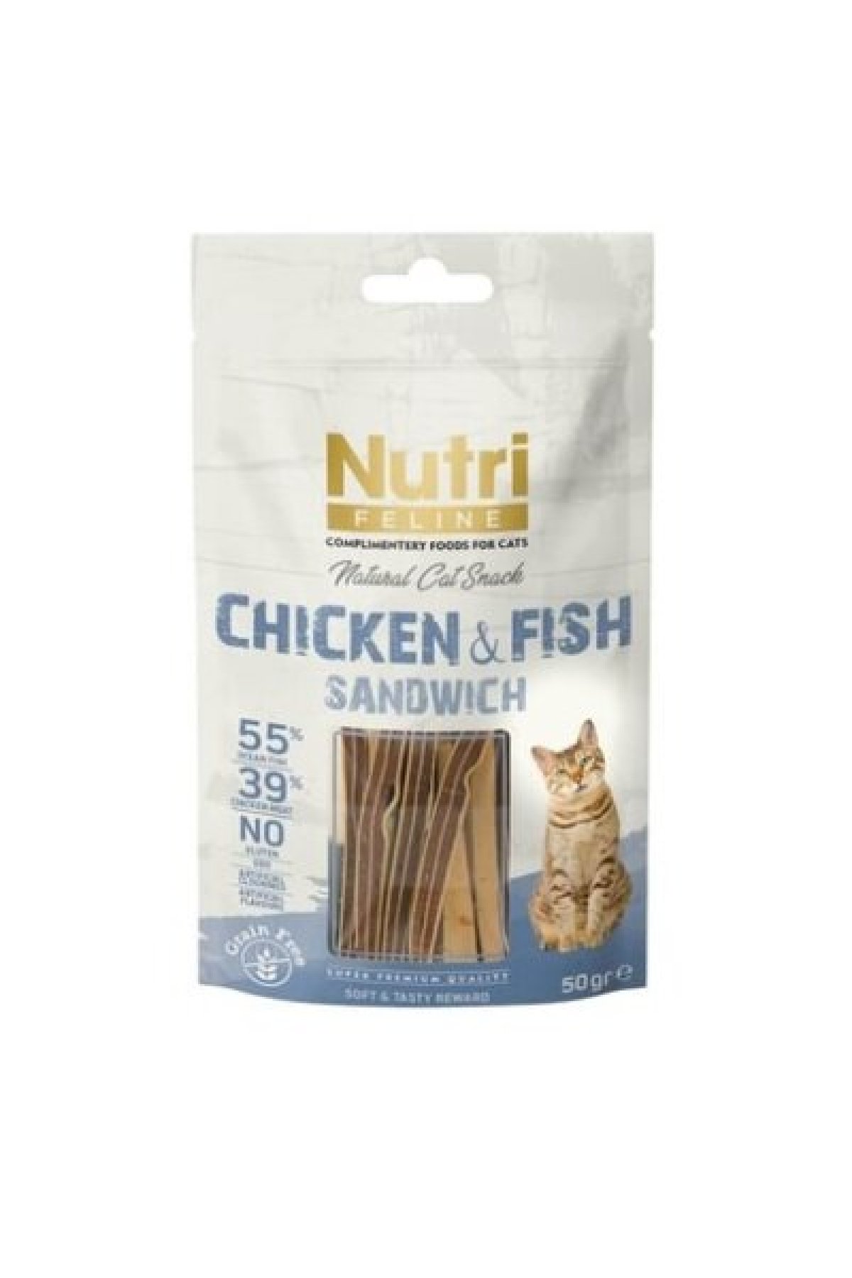 Tahılsız Tavuklu ve Balıklı Sandviç Kedi Ödülü 50 gr