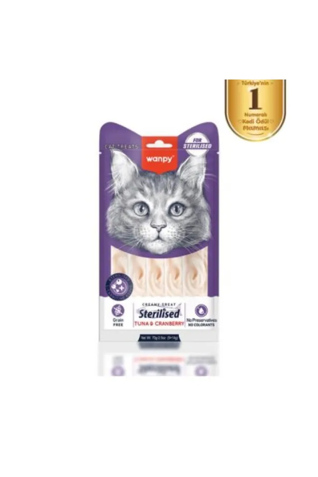 Ton Balıklı & Kızılcıklı Kısırlaştırılmış Kedi Krema Ödülü 5×14 Gr