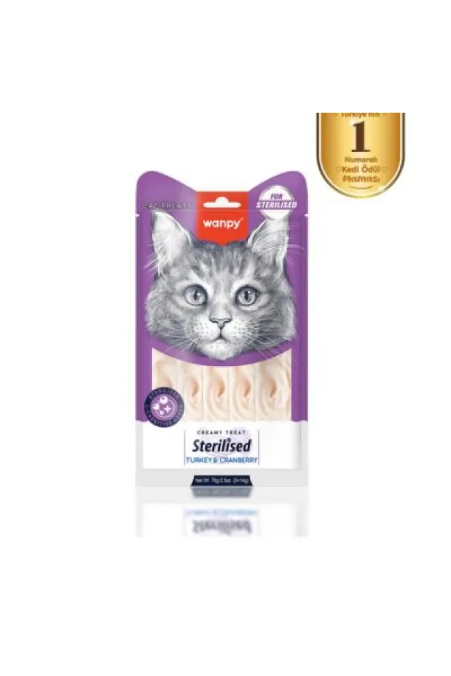 Hindi & Kızılcıklı Kısırlaştırılmış Kedi Krema Ödülü 5×14 Gr