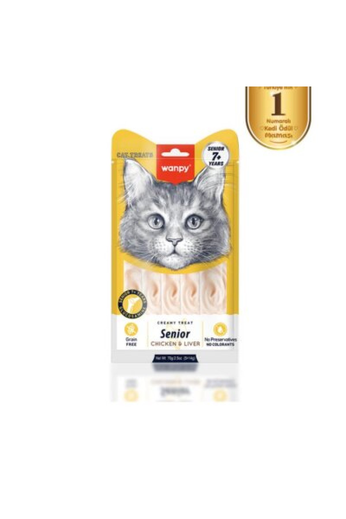 Tavuklu & Ciğerli 7+ Yaş Kedi Krema Ödülü 5×14 Gr