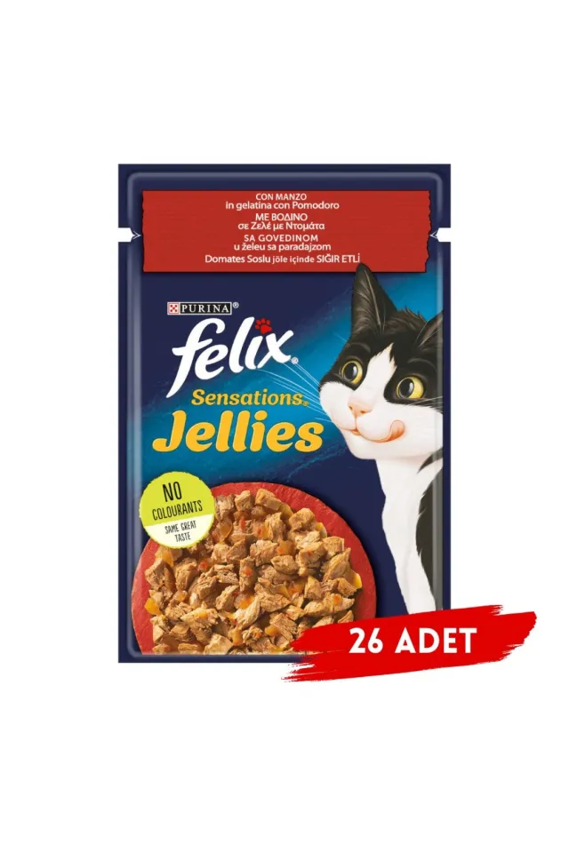 Sığır Etli ve Domatesli Yaş Kedi Maması 85 Gr X 26 Adet