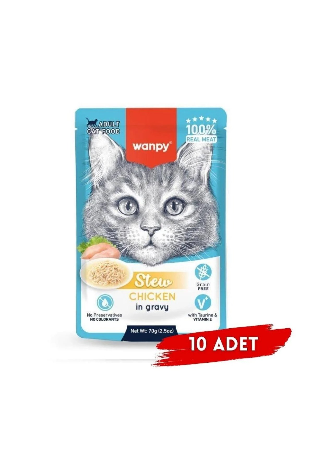 Pouch Tavuklu Yaş Kedi Maması 70g x 10 Adet