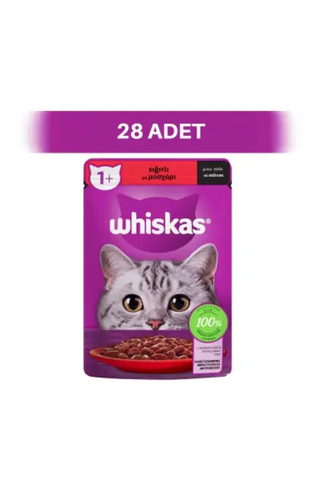 Sos İçinde Sığır Etli Pouch Yetişkin Kedi Yaş Maması 28 x 85 gr