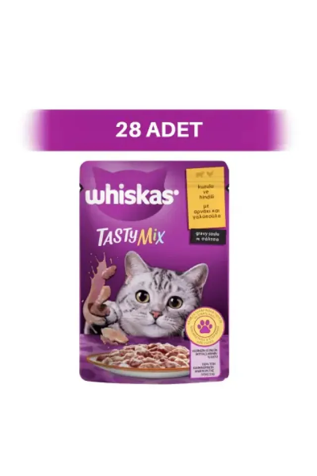 TastyMix Hindili ve Kuzulu Pouch Yetişkin Kedi Yaş Maması 28 x 85 gr