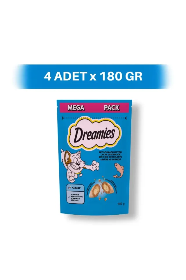 Mega Paket Somon Dolgulu Bisküvi Kedi Ödül Maması 4 x 180 gr