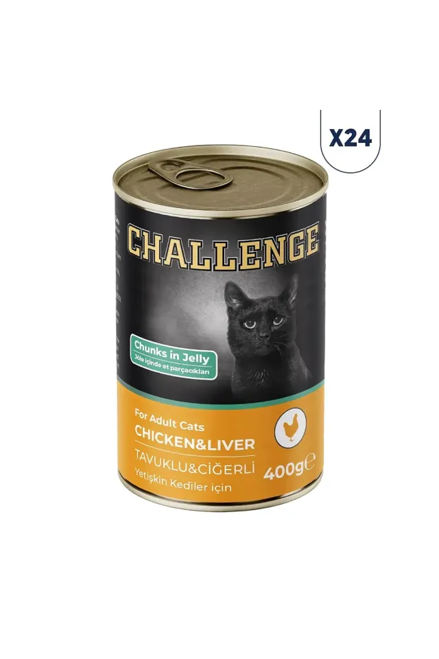 Tavuklu Ciğerli Yetişkin Kedi Konservesi 400 gr 24'lü