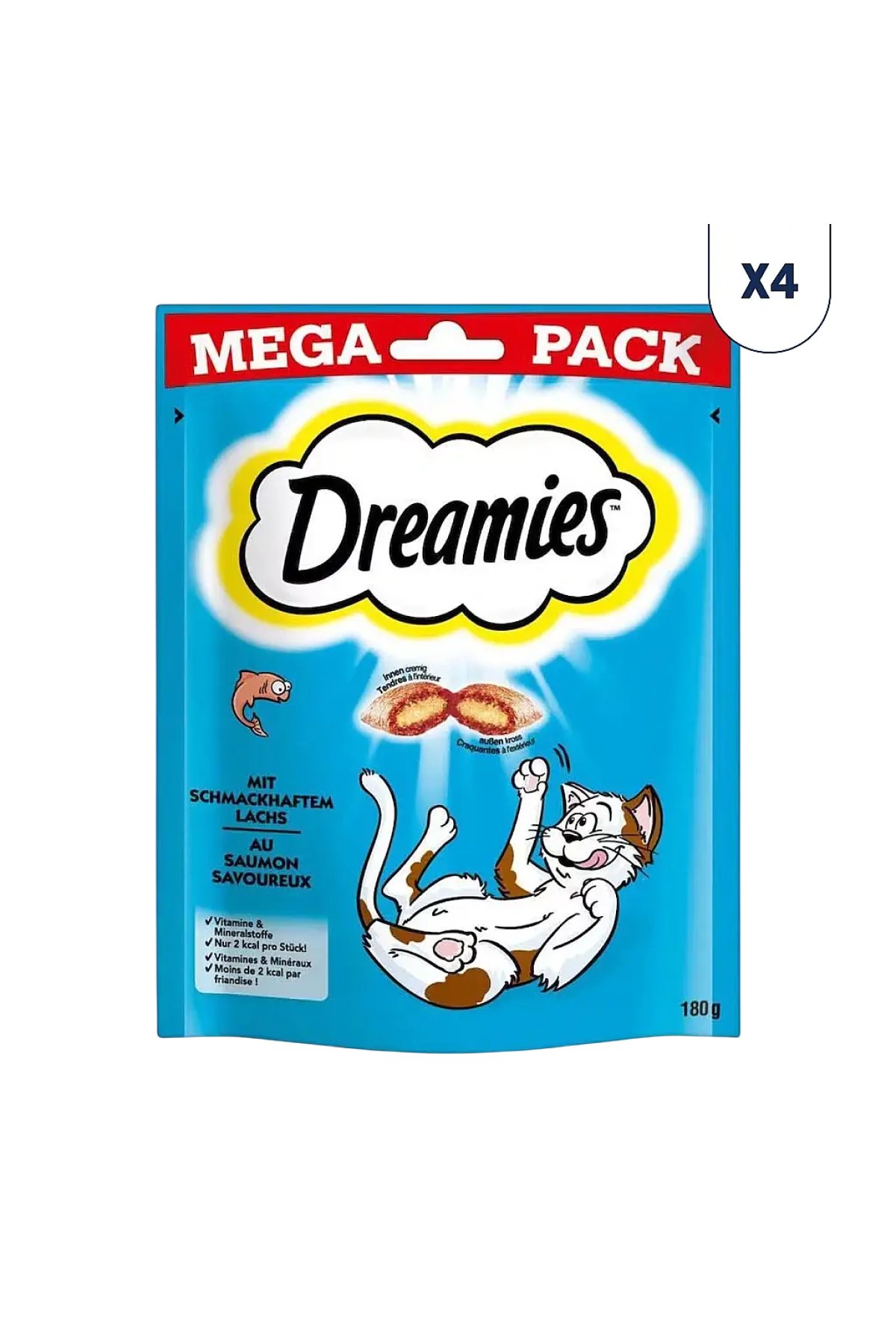 Mega Pack İç Dolgulu Somonlu Kedi Ödül Bisküvisi 180 gr 4'lü
