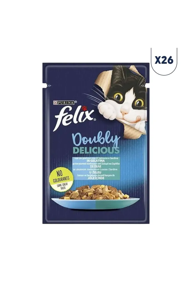Çifte Lezzet Somonlu ve Sardalyalı Yetişkin Kedi Konservesi 85 gr 26'lı