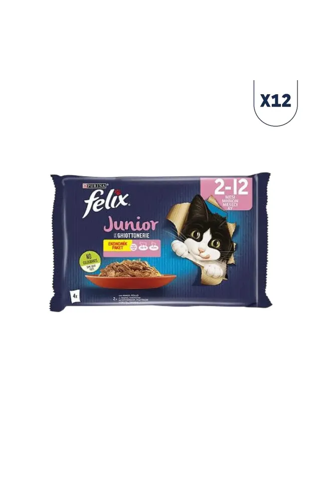 Pouch Jöle İçinde Sığır Etli ve Tavuklu Yavru Kedi Konservesi 85 gr 4'lü 12 adet