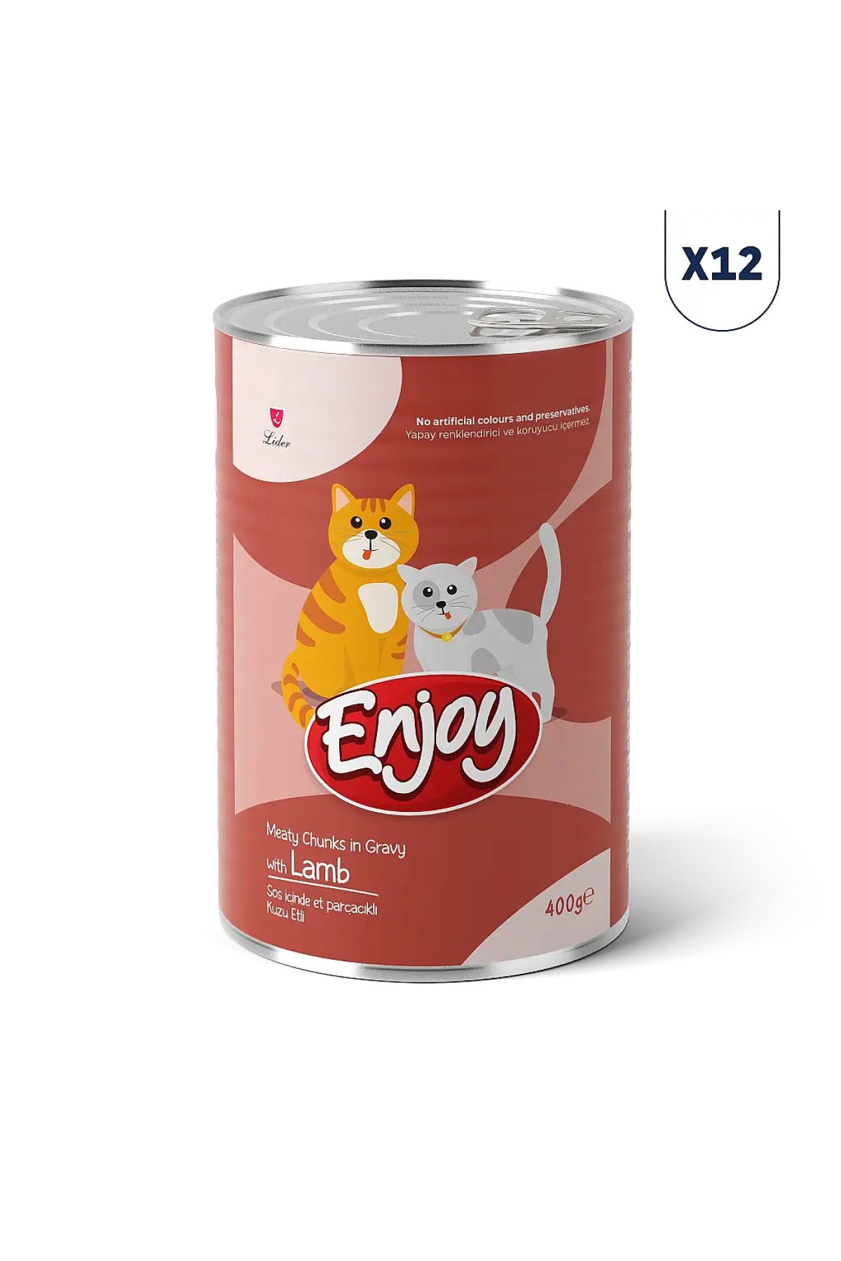 Sos İçinde Et Parçacıklı Kuzu Etli Yetişkin Kedi Konservesi 400 gr 12'li