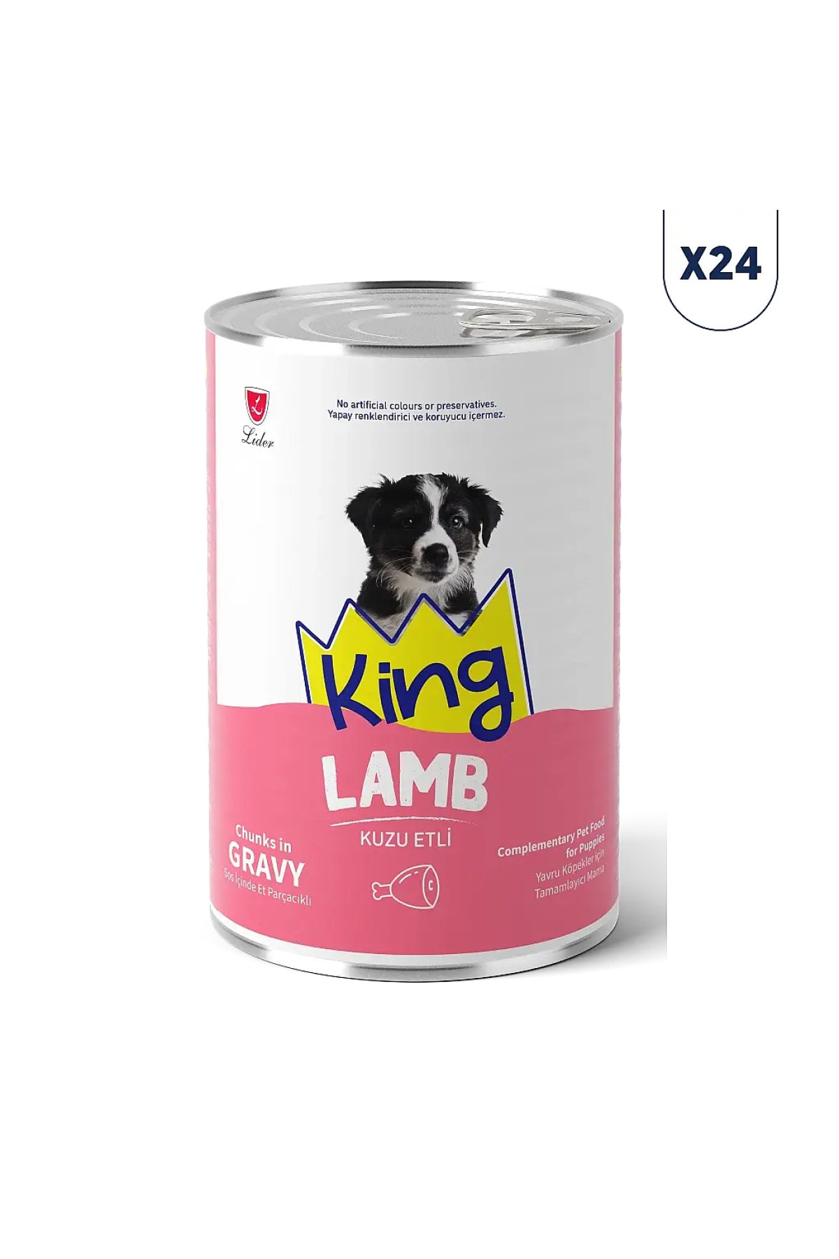 Sos İçerisinde Et Parçacıklı Kuzu Etli Yavru Köpek Konservesi 400 gr 24'lü