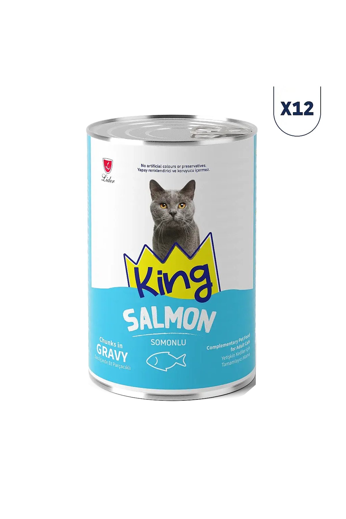 Sos İçerisinde Et Parçacıklı Somonlu Kedi Konservesi 400 gr 12'li