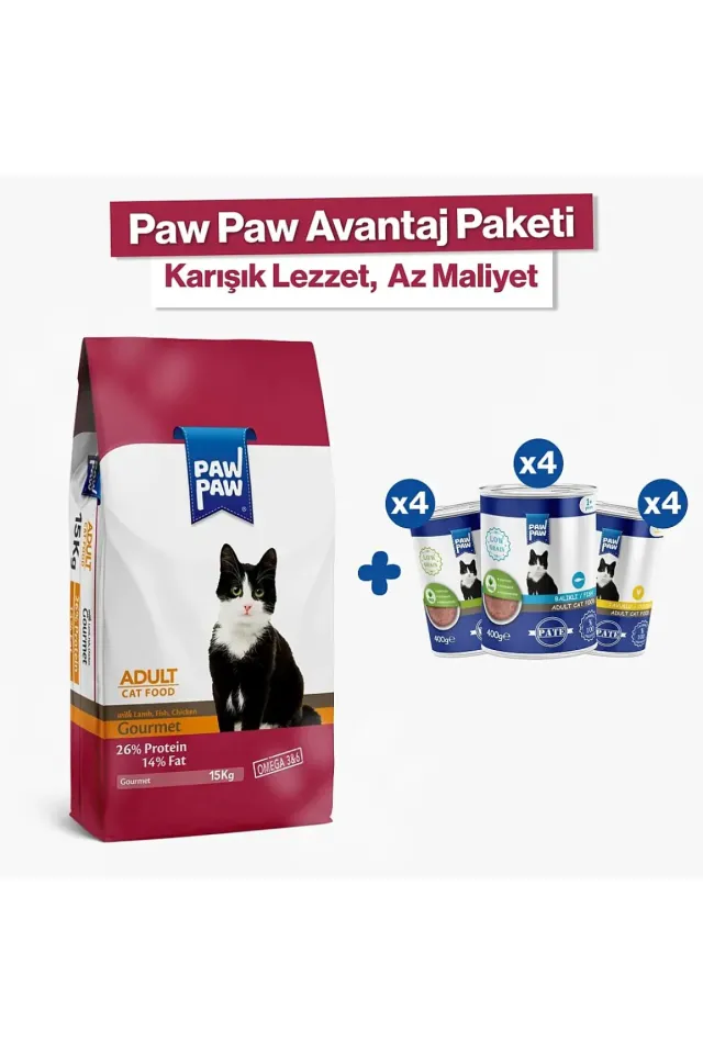 Gurme Yetişkin Kedi Maması + 12'li Konserve Ekonomik Paket