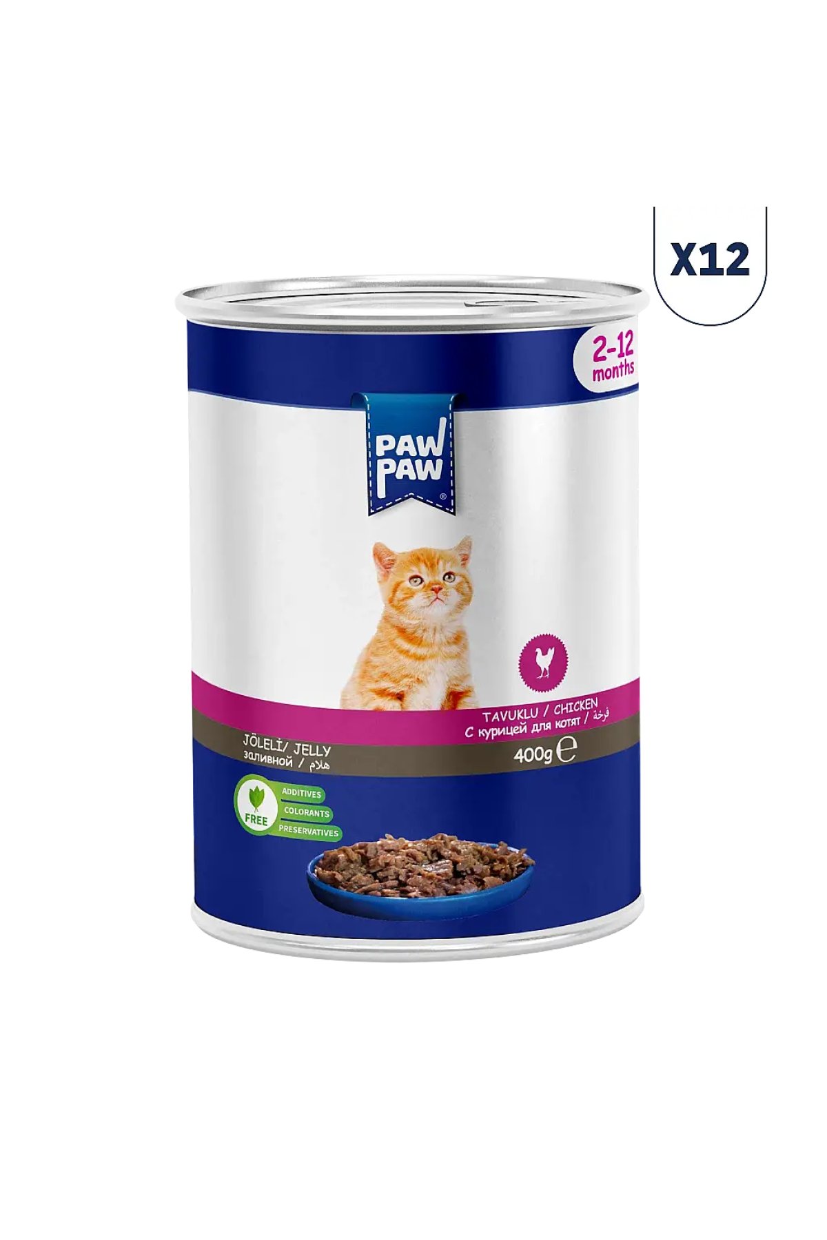 Tavuk Etli Yavru Kedi Konserve Maması 400 gr 12'li