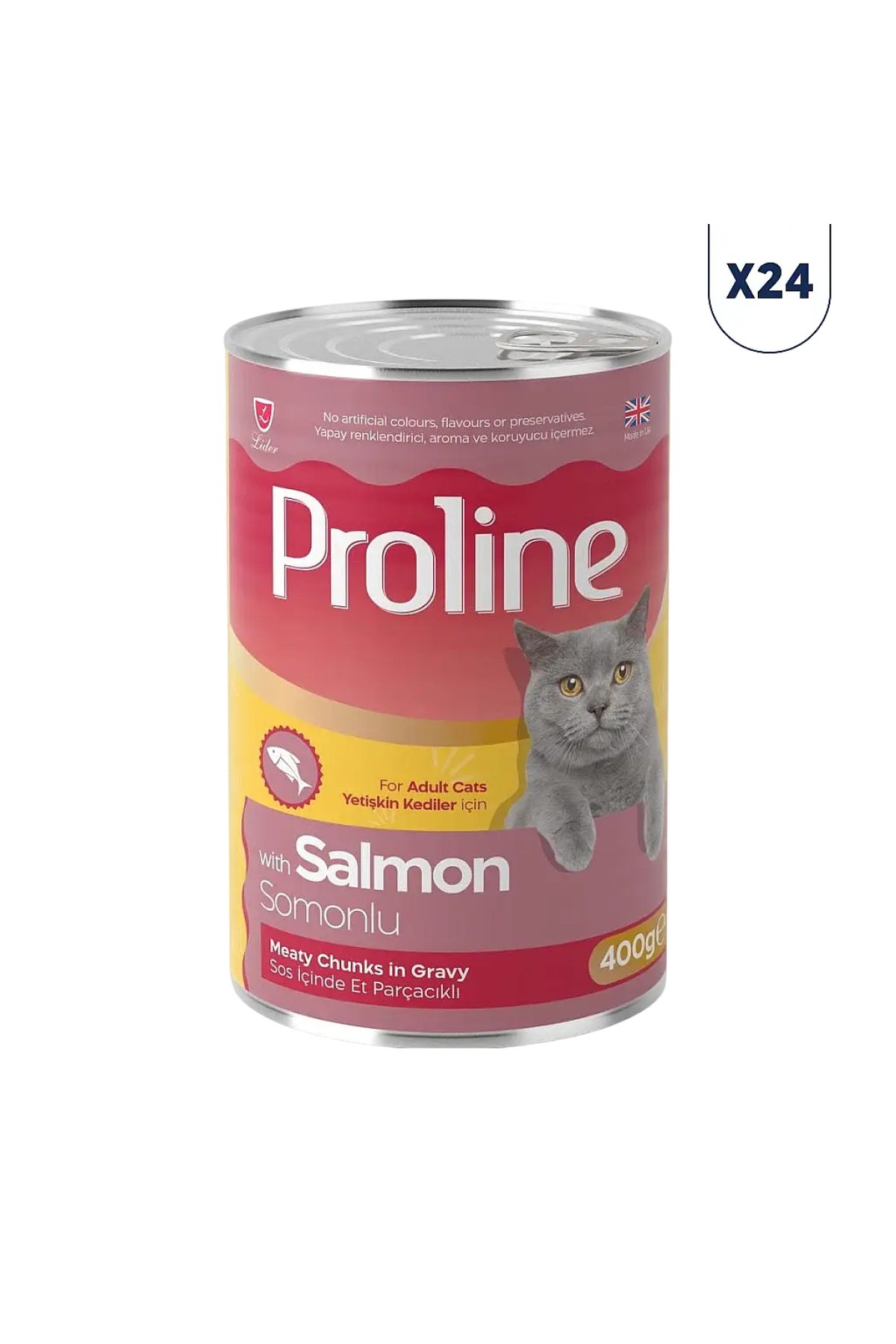 Sos İçinde Parça Somon Etli Yetişkin Kedi Konservesi 400 gr 24'lü