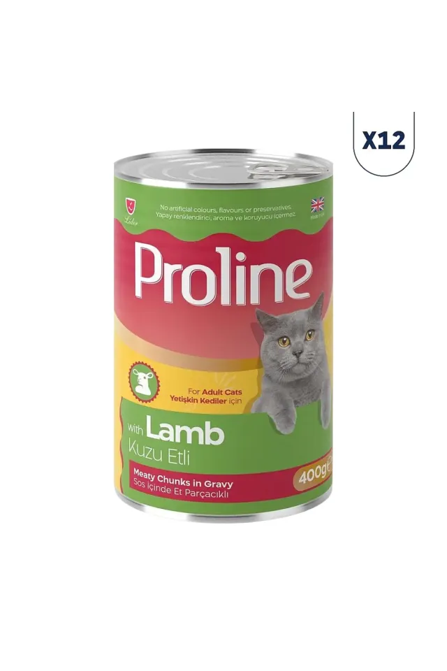 Sos İçinde Parça Kuzu Etli Yetişkin Kedi Konservesi 400 gr 12'li