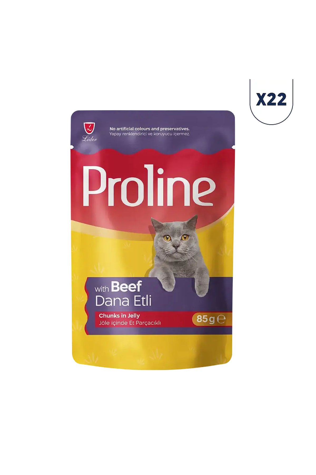 Jöle İçinde Dana Etli Yetişkin Kedi Pouch 85 gr 22'li
