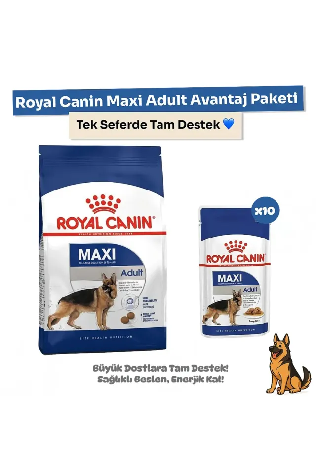 Maxi Adult 15 Kg + 10'lu Yaş Mama Avantaj Paketi