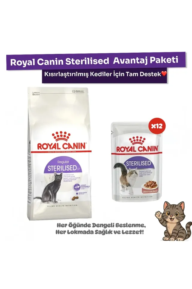 Kısır Kedi Avantaj Paketi – 4 Kg Kuru Mama + 85 gr 12'li Yaş Mama