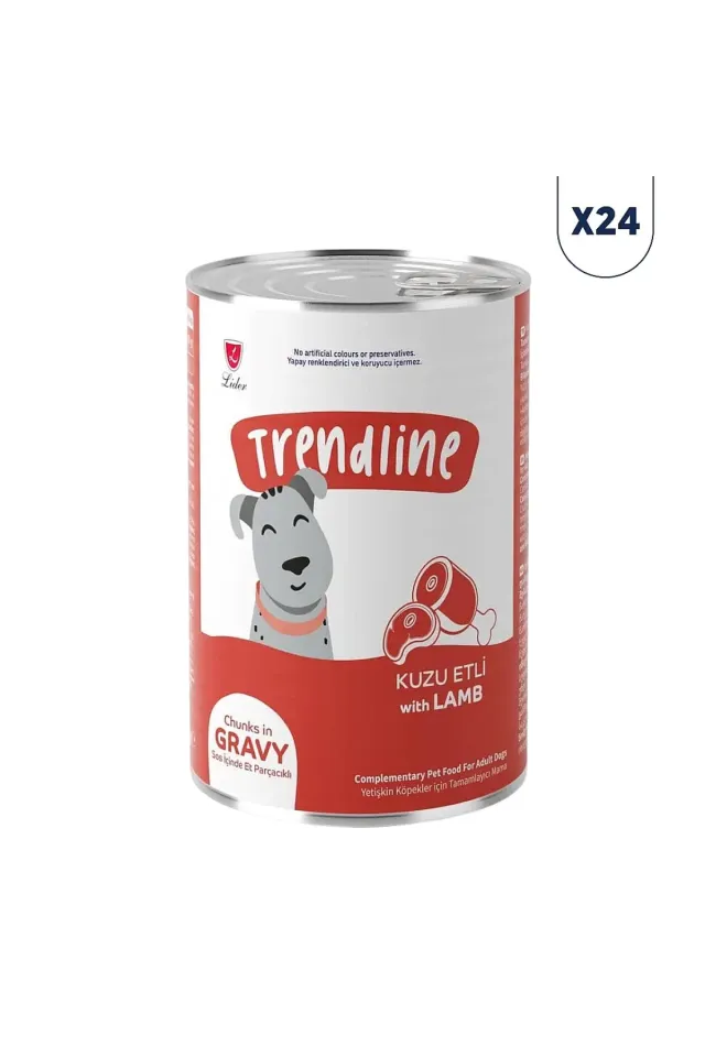 Sos İçerisinde Et Parçacıklı Kuzu Etli Yetişkin Köpek Konservesi 400 gr 24'lü