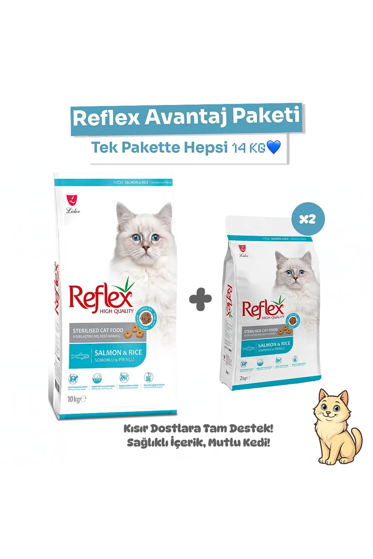 Somonlu ve Hamsili Kısırlaştırılmış Yetişkin Kedi Maması 14 kg – Dev Ekonomik Paket!
